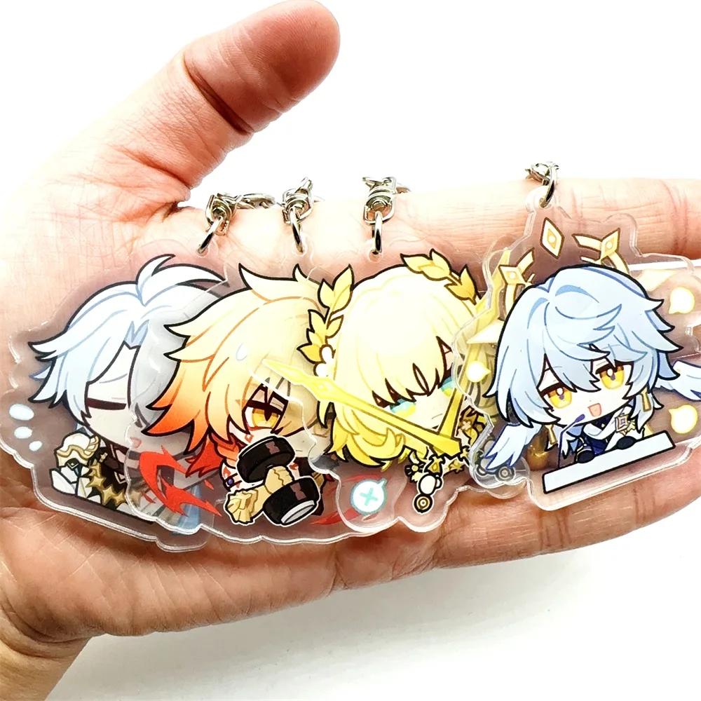 Honkai: Star Rail Anime Figure Acrylic Keychain Dan Heng Feixiao Firefly Model Plate 4pc/set Keyring Game Fans Gift