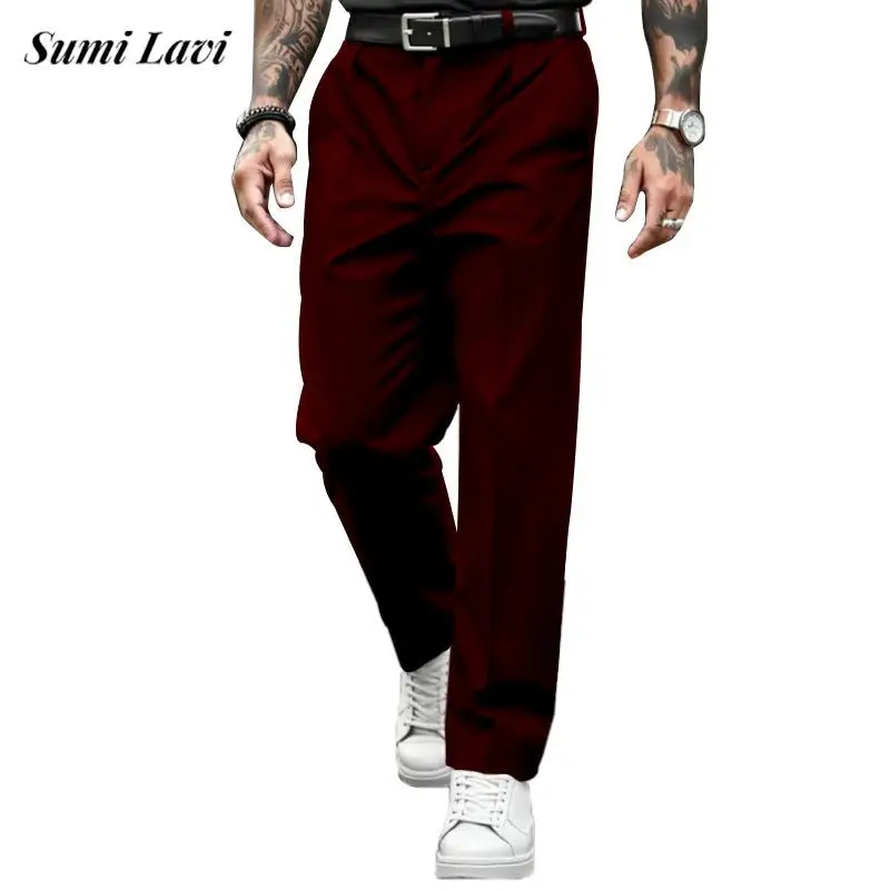 

Повседневные плиссированные драпированные брюки, мужские осенние модные однотонные свободные прямые костюмные брюки, весенние мужские винтажные брюки