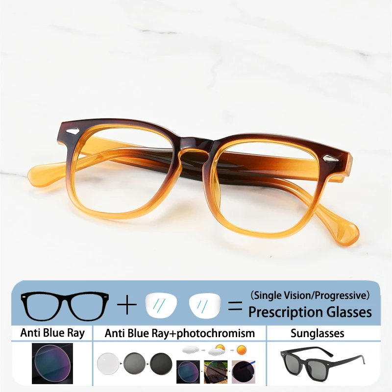 

Vintage Rectangle Men Rivet Frame Prescription Hyperopic Glasses Men Optical Prescription Anti Blue Light Short Sight Eyewear