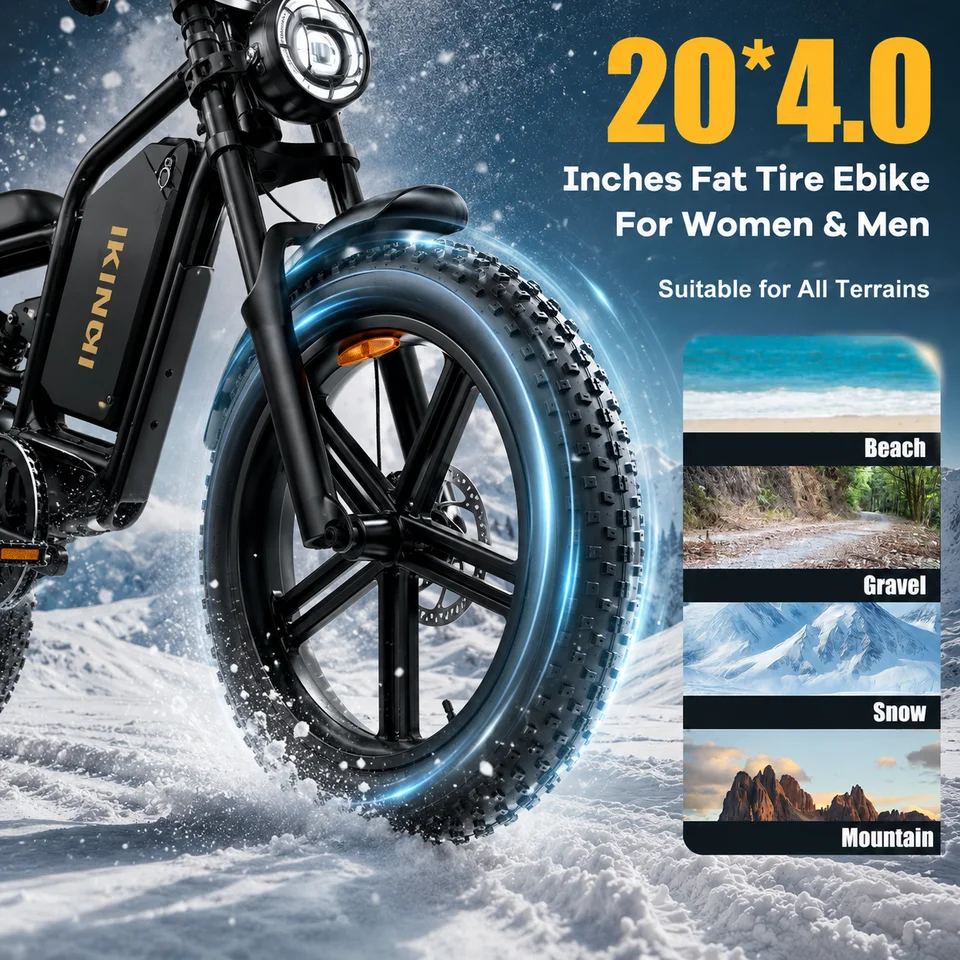 Off‑Road Ebike 1500W Peak Motor 60V 22Ah Battery 50Miles Assist Range 3 Riding Modes 7‑Speed 20 Inch Fat Tire Electric Bike for Men Women image 7