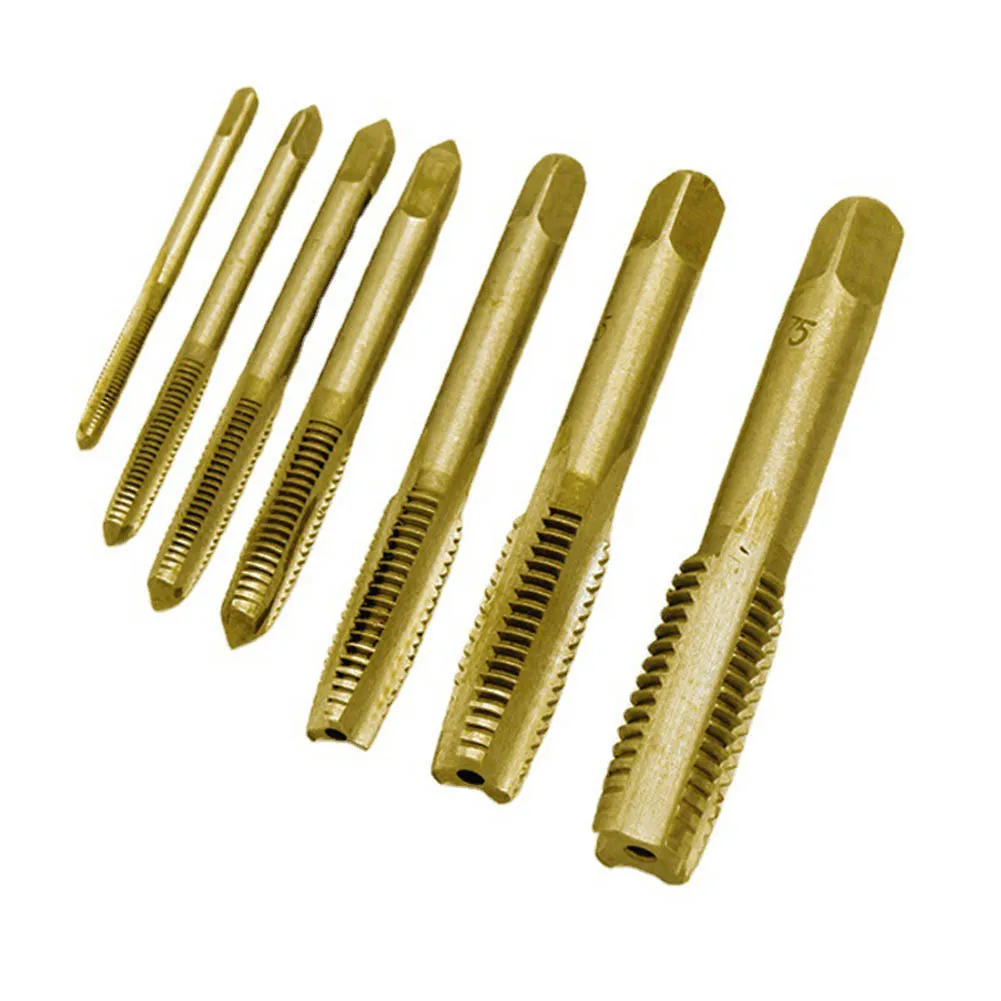 7pcs For M3- HSS Machine Thread Metric Tap Drill Bits Hand Tapping Tools Tapered HSS Metric Thread Tap Drill Bits Set