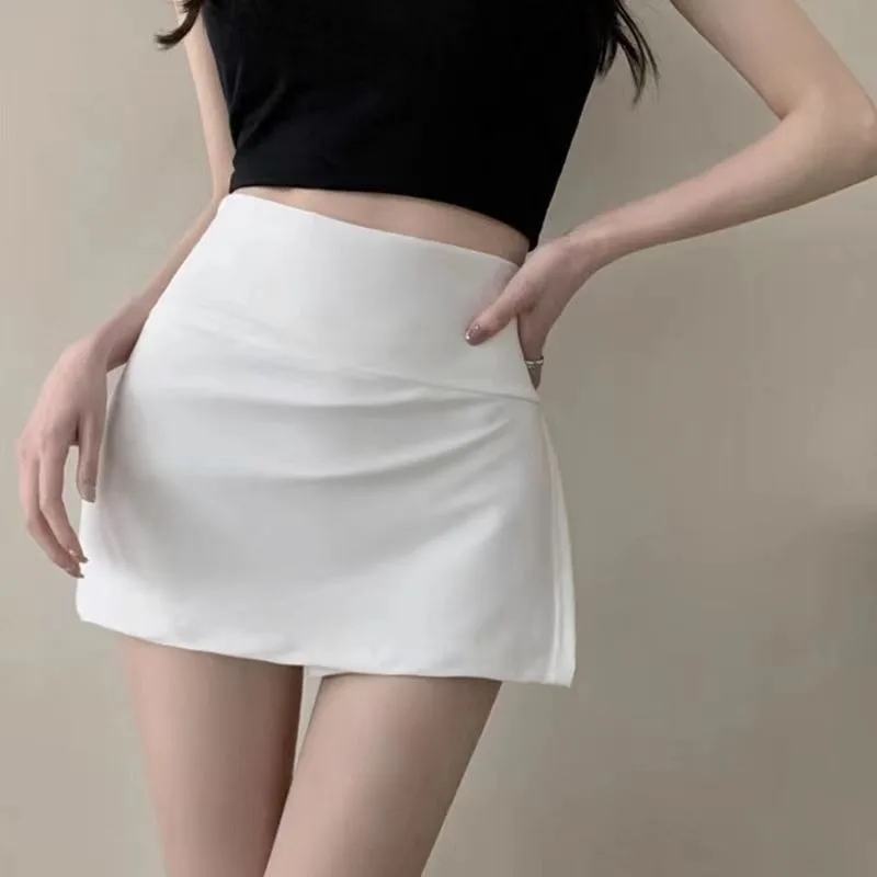 Hot Girl Pure Desire Short Skirt Tight Fitting Hip Hugging Gray Sports A-line Version Women's Skirt Anti Slip Belt Safety Pants