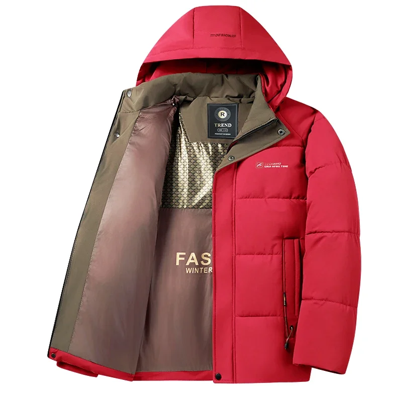 New Men Graphene Quick Heating Cotton Padded Jackets Detachable Cap Cotton Padded Jackets Warm Men's Outerwear Outdoor Overcoats