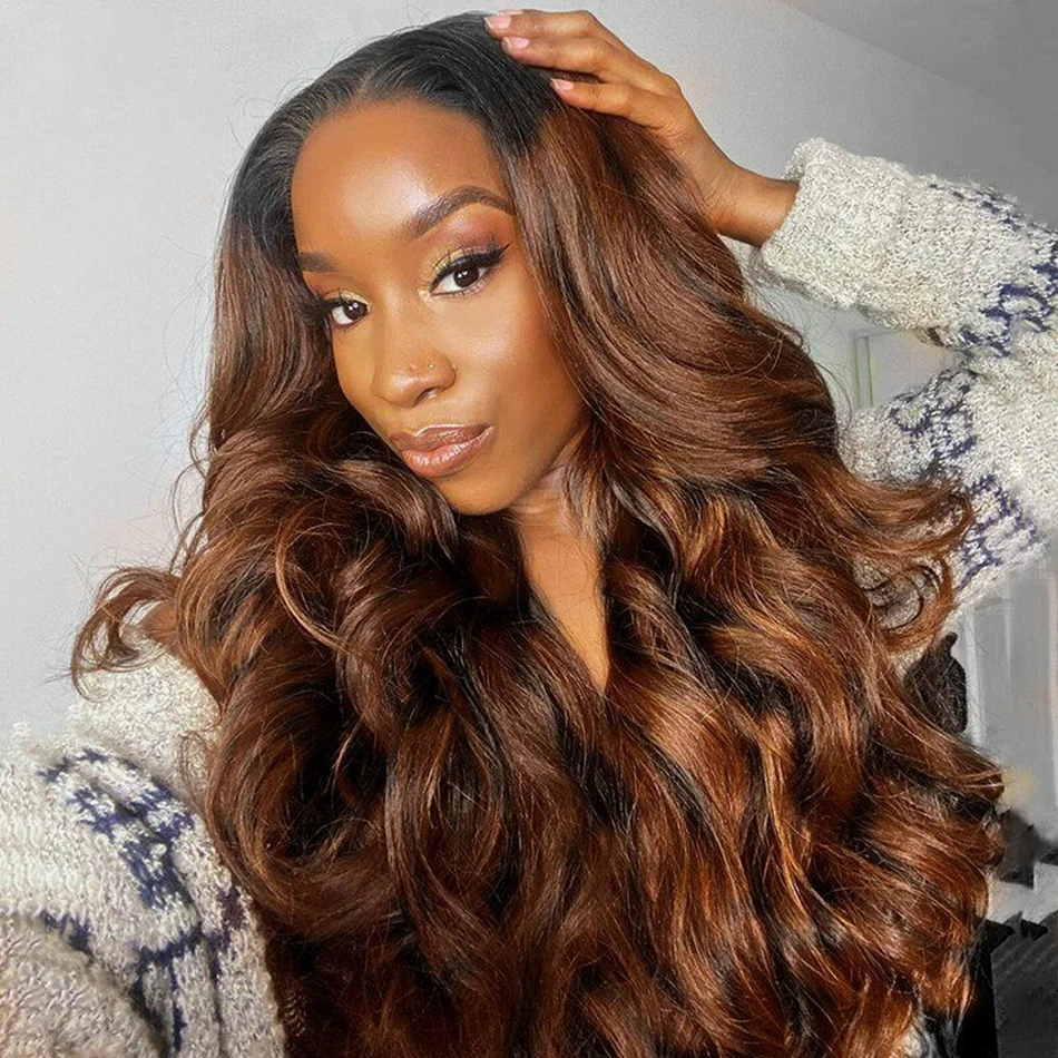 Colored Body Wave 2/30 13x4 HD Transparent Lace Front Wig For Black Women Brazilian Pre Plucked 4x4 Lace Closure Wigs 30 Inch