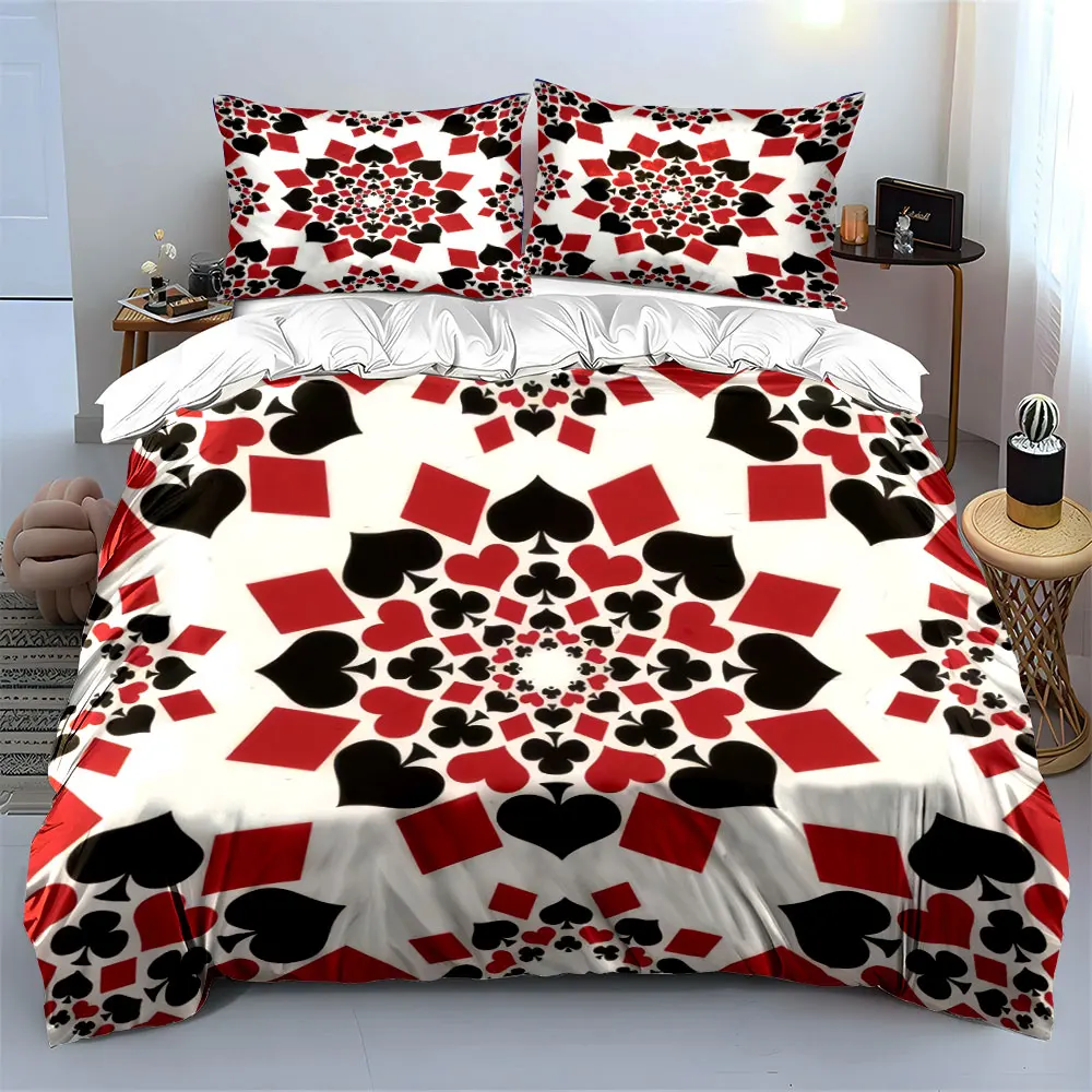 

"Card Suit Themed Decorative Set" kid's and adults' bedroom decor, Exquisite three-piece bedding set gift