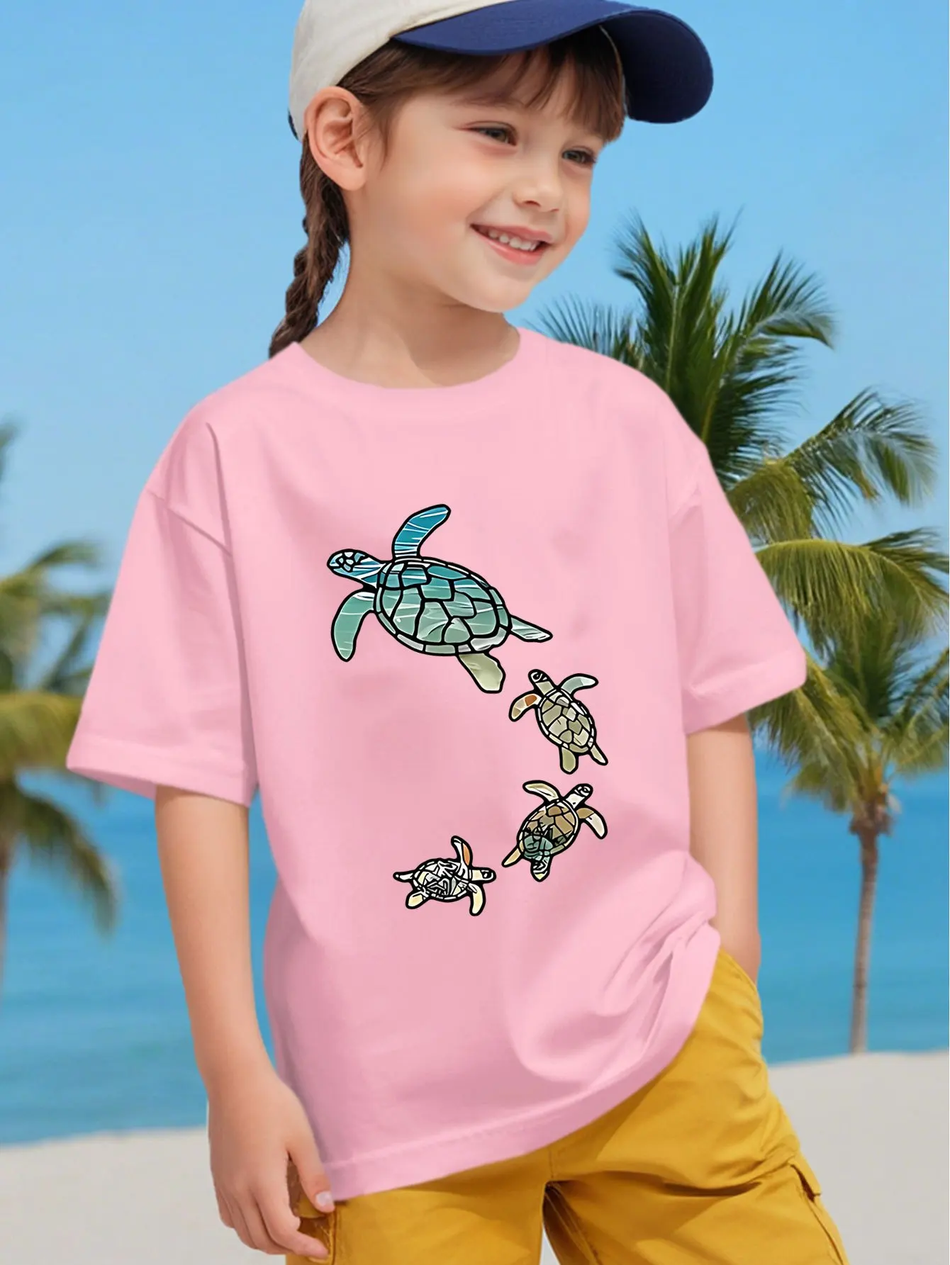 Sea Turtle Family Kid Tee Ocean Animal Graphic Print Boys Girls Family Matching Cotton Summer Short Sleeve Basic Children Tshirt