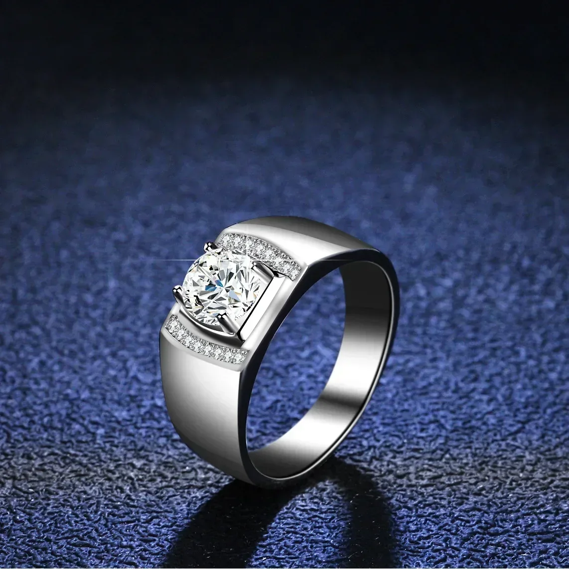 

Luxury Platinum PT950 Full Moissanite Diamond Rings for Men Finished Solid Atmosphere Boss Men's Ring Diamond Ring Jewelry