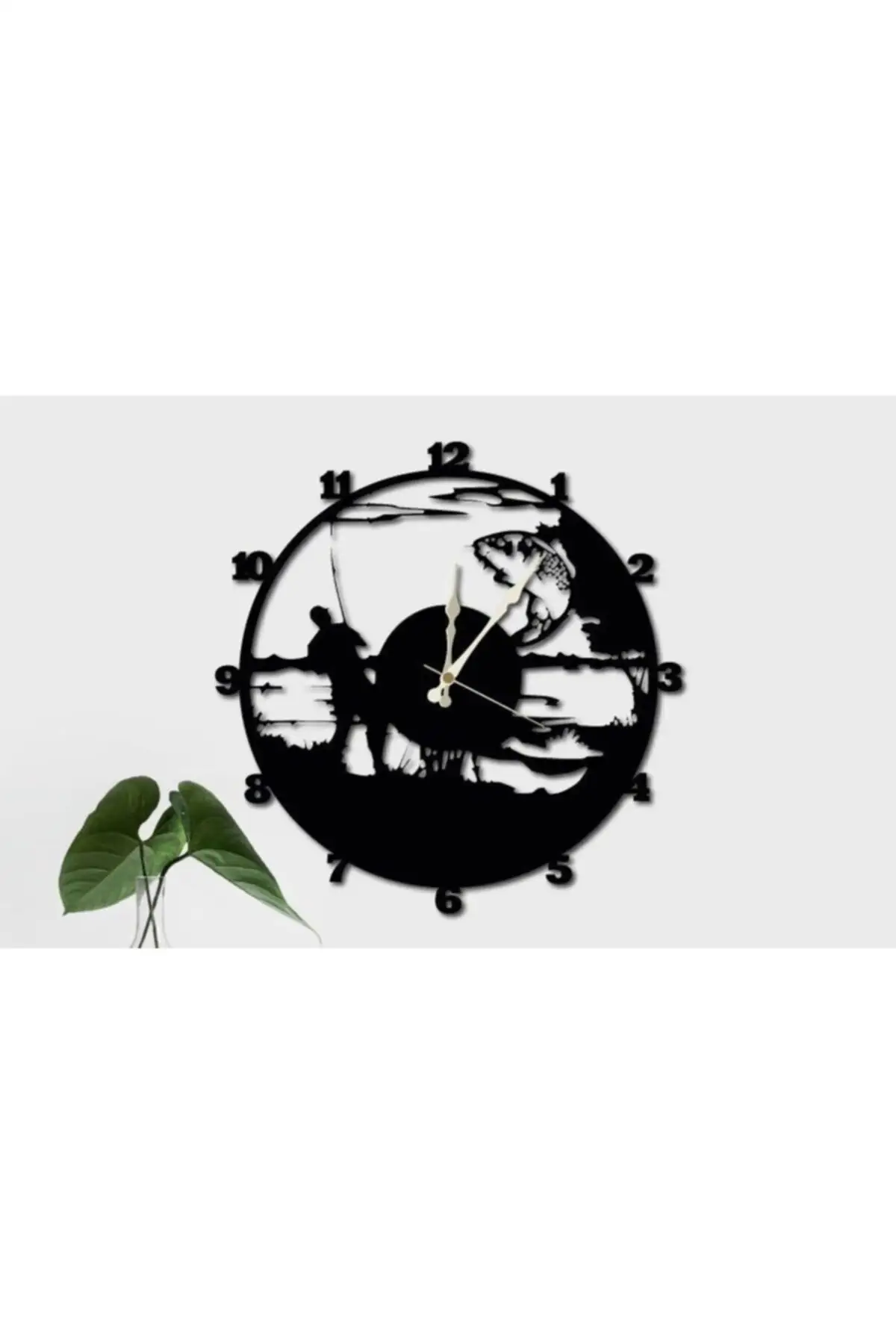 

Uras Metal Wall Clock Fishing 49x49 Cm. Wall Clock Creative Home Decor