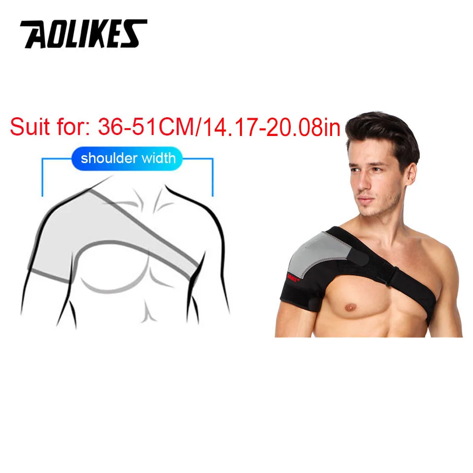 AOLIKES 1PCS Adjustable Shoulder Support Brace pad Belt Band Strap Wrap Neoprene Shoulder Compression Sleeves Back Brace Guard