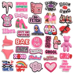 1-35PCS PVC Shoe Charms Limit Dose Not Exist Cool Libra Girls Thank You Love Feminist Buckle Clog Hole Slipper Decoration