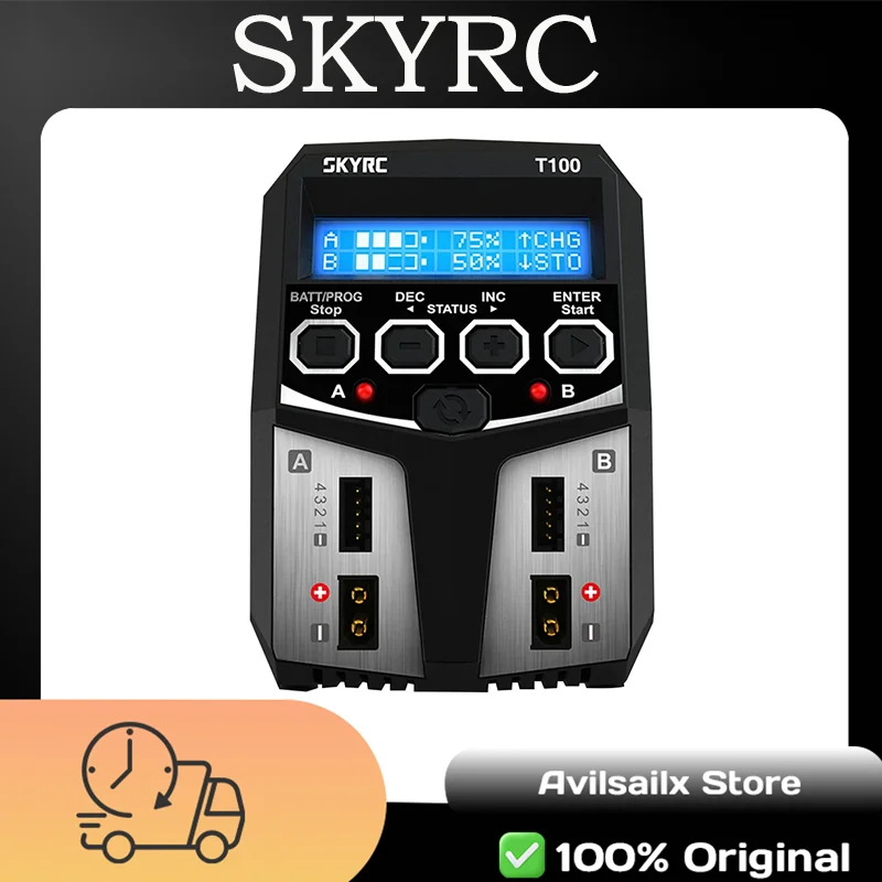 SKYRC T100 AC Dual 5A 2x50W Lipo Charger for LiPo LiFe LiHV NiMH NiCd Pb Battery Balance Charger 2-4S Fast Charging