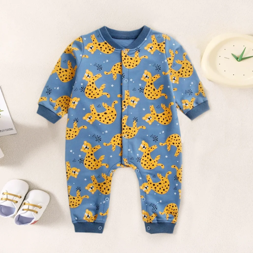 

Winter Autumn Baby Rompers Cartoon Unisex Clothes Long Sleeve Animals Toddler Jumpsuits