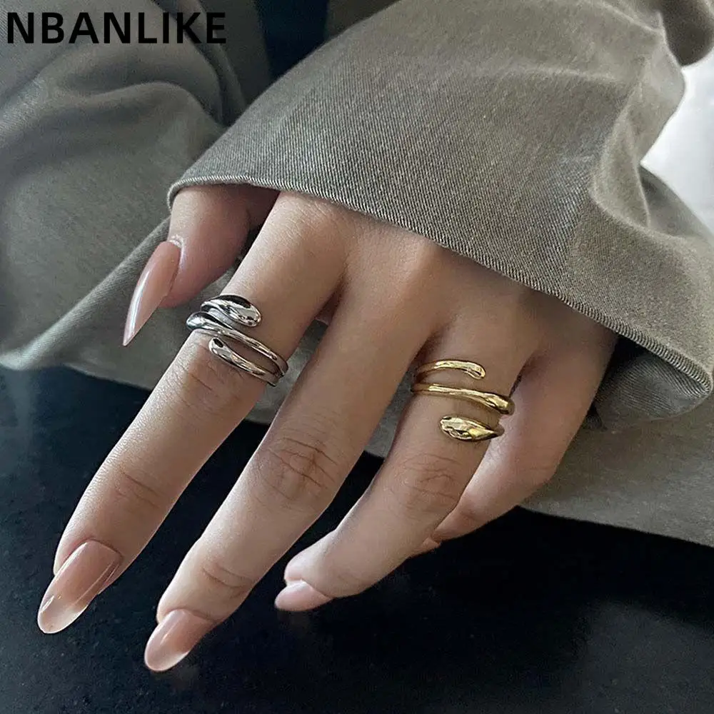 Unique Three Layer Irregular Adjustable Ring Geometry Opening Finger Ring Creative Jewelry Accessories