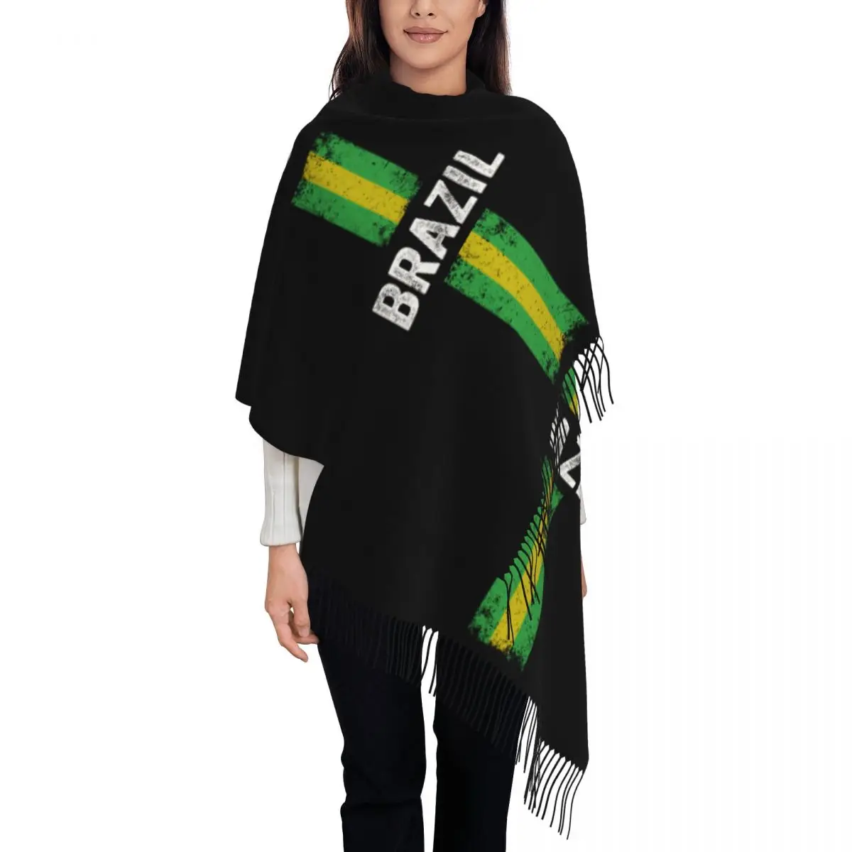 

Custom Print Brazil Flag Scarf Women Men Winter Fall Warm Scarves Brazilian Pride Patriotic Shawls Wraps