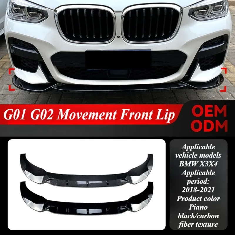 

For BMW X3 G01 X4 G02 2018-2021 M Pack Style Front Lip Spoiler with Corners Gloss Black ABS Direct Fit Exterior Styling Upgrade