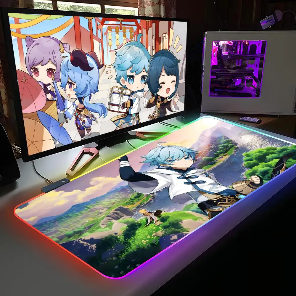 

Game GI Chongyun Mouse Pad RGB Rubber Computer Laptop Official Game Colored esports Aesthetic Pretty Fashion Luxury Mat