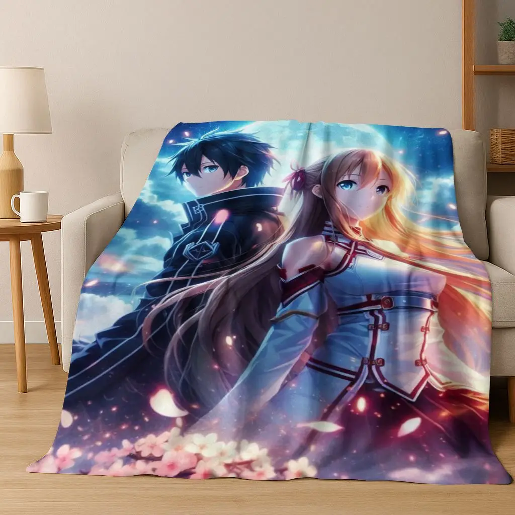 Manta de franela 3D de dibujos animados de Anime SAO Sword Art Online, manta suave y acogedora para el hogar, dormitorio, cama, sofá, funda de Picnic, regalo para niños