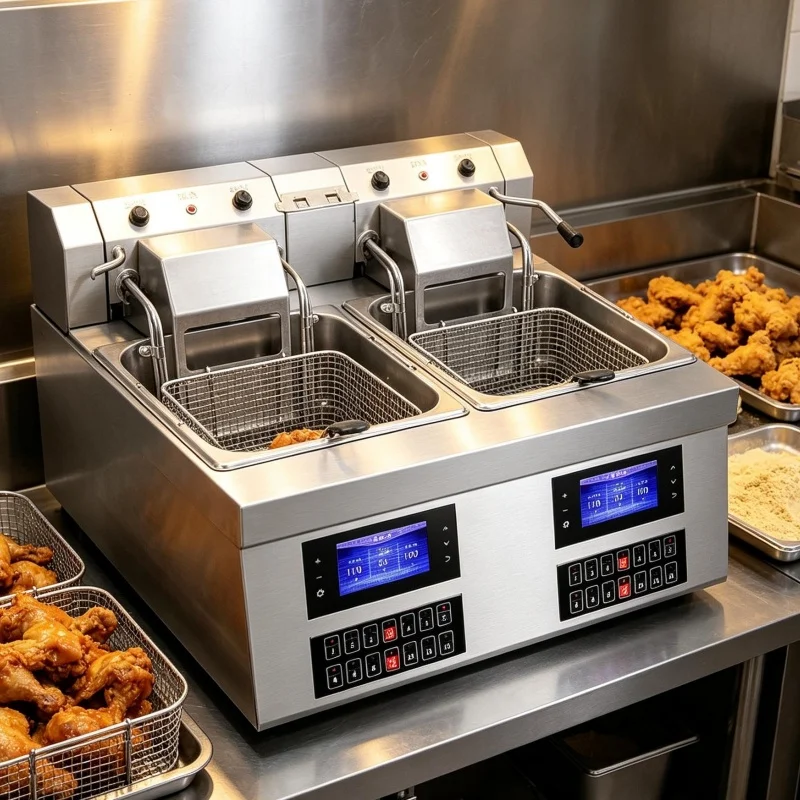 Independent Tank Countertop Stainless Steel Electric Commercial Grade Deep Fryer Detachable Tank Smart LCD Display for