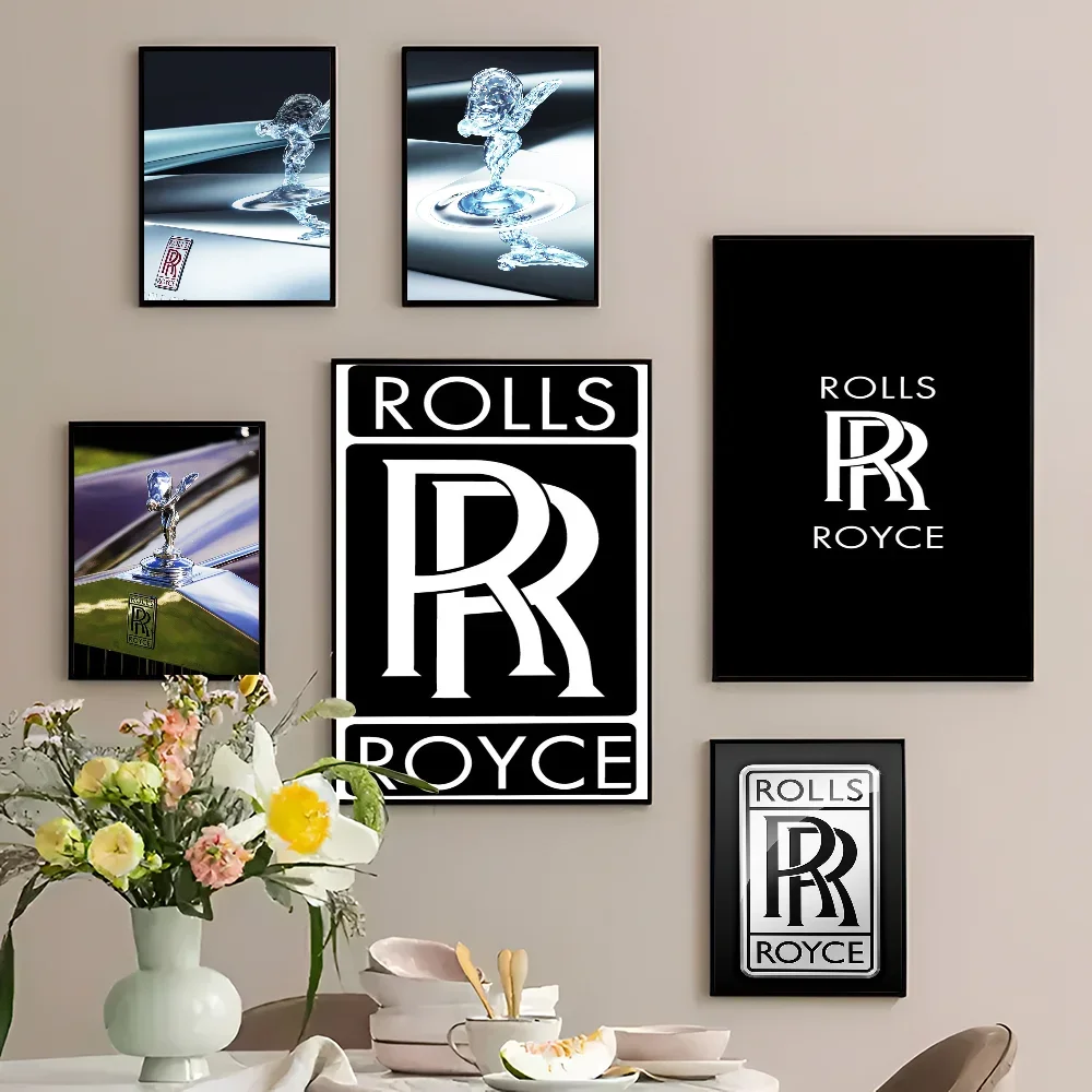 R-Rolls Royce Logo posters Classic Vintage Posters Whitepaper Prints Posters Artwork Kawaii Room Decor