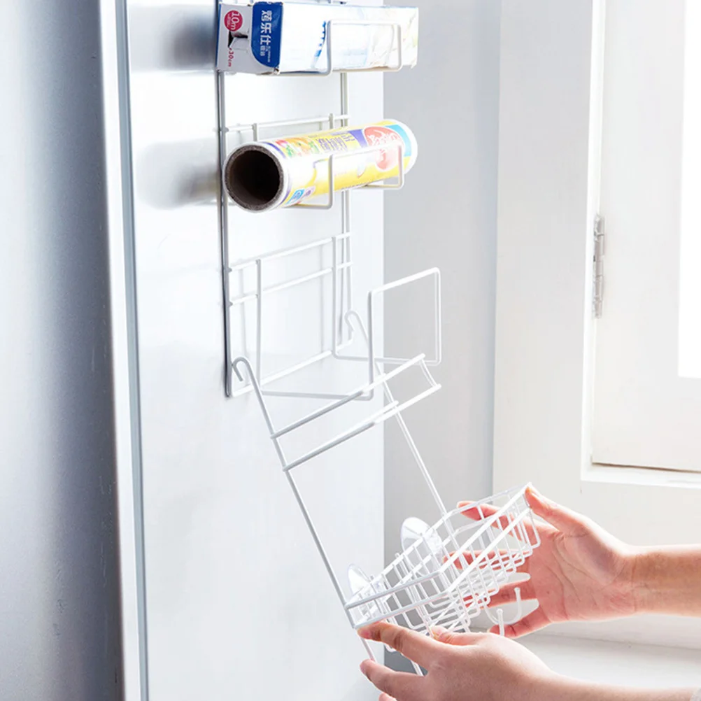 

Fridge Side Storage Rack 3-Tier Wire Shelf Corrosion Resistant Organizer Suction Cup Hold Strong Refrigerator Shelf