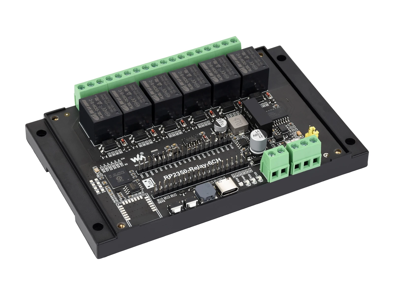 Industrial 6-Channel RP2350 Relay Module, Onboard RS485 / Pico HAT interfaces, With Multiple Isolation Protection Circuits, Indu