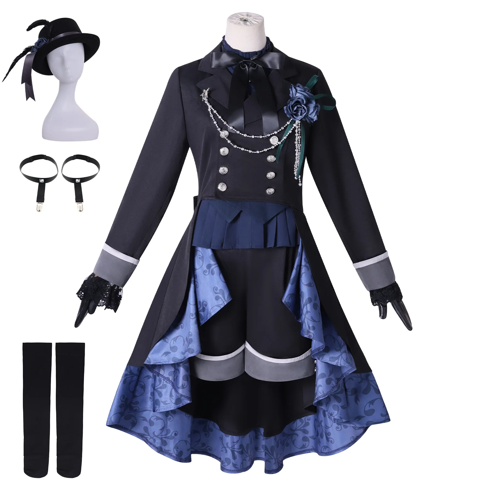 

Foreign Trade Cross-border Black Deacon Cos Suit Black Rose Shire Cosplay Two-dimensional Animation Cosplay Costume