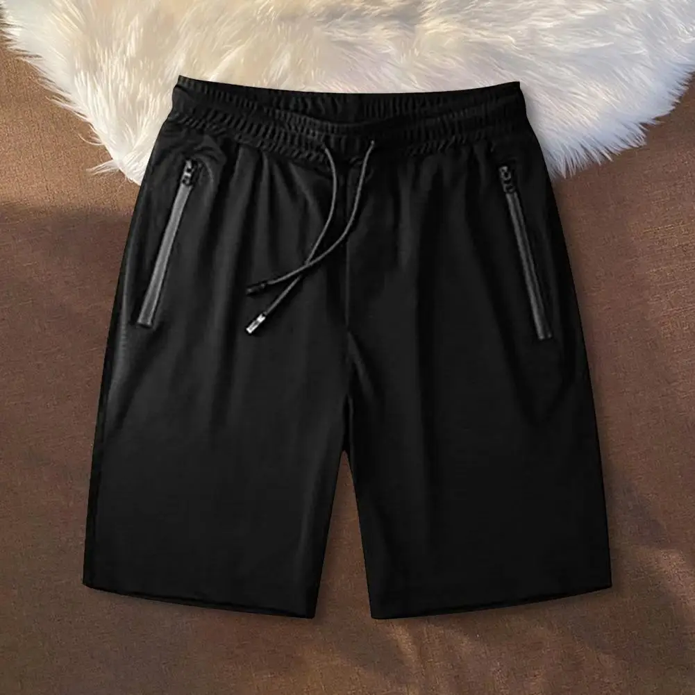 Pantalones cortos deportivos para hombre, Shorts de entrenamiento atlético de secado rápido, ultraelásticos, finos, de seda helada, con bolsillos y cremallera, Unisex