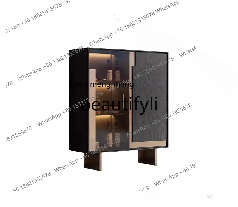 Italian light luxury door cabinet, high-end living room entrance hall cabinet, high-grade glass wine cabinet, storage solid wood