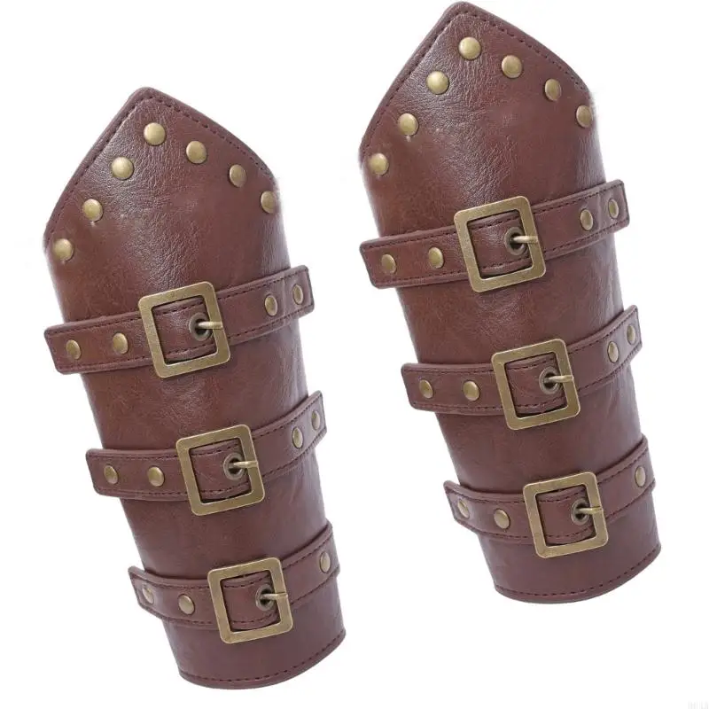 2pcs Adjustable Buckles Bracers Cosplay Gauntlets Historical Reenactment Gears 964A