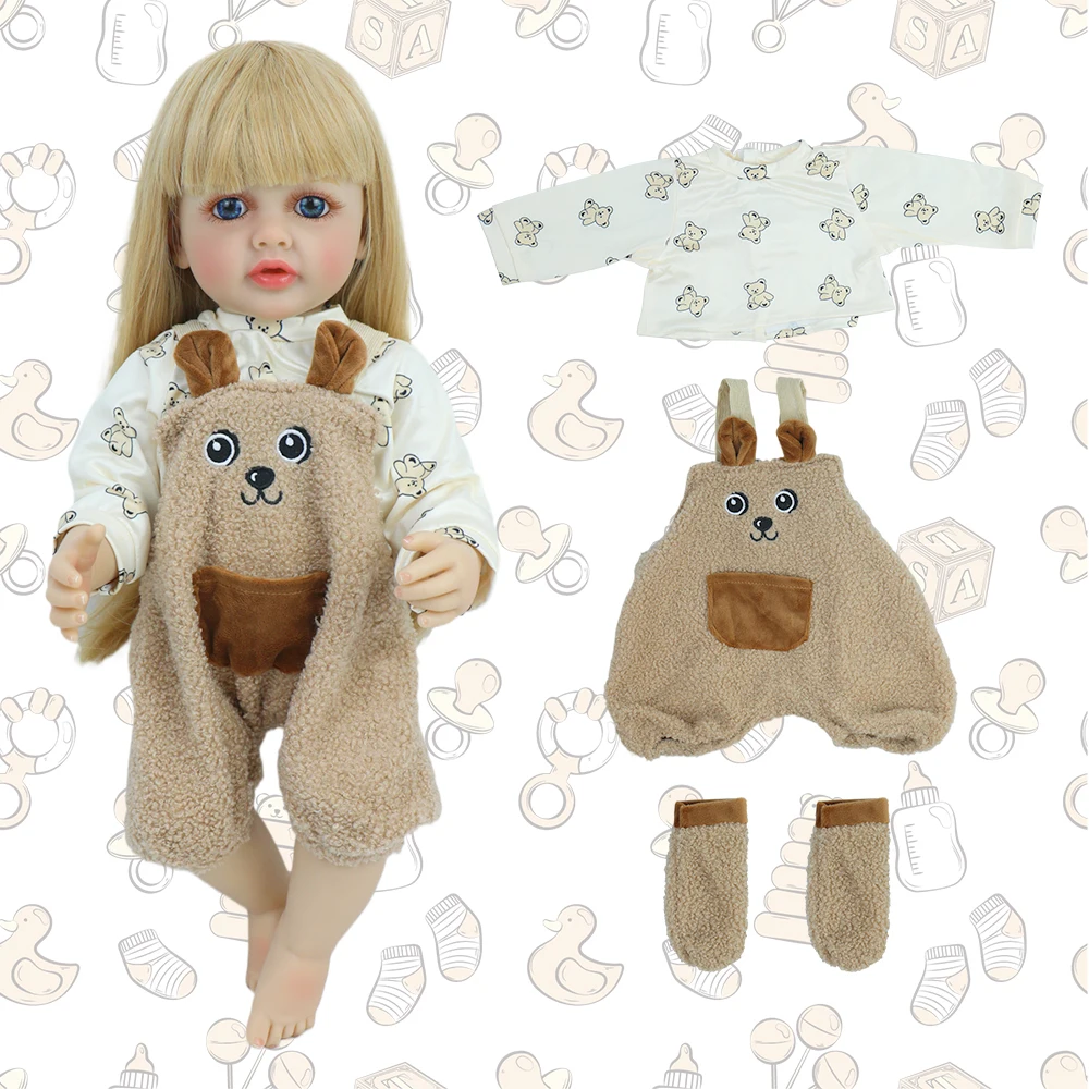 새로운 50-55CM 리본 베이비 돌 소녀 의상 리얼리틱 신생아 22인치 스커트 롬퍼 장난감 액세서리 크리스마스 선물