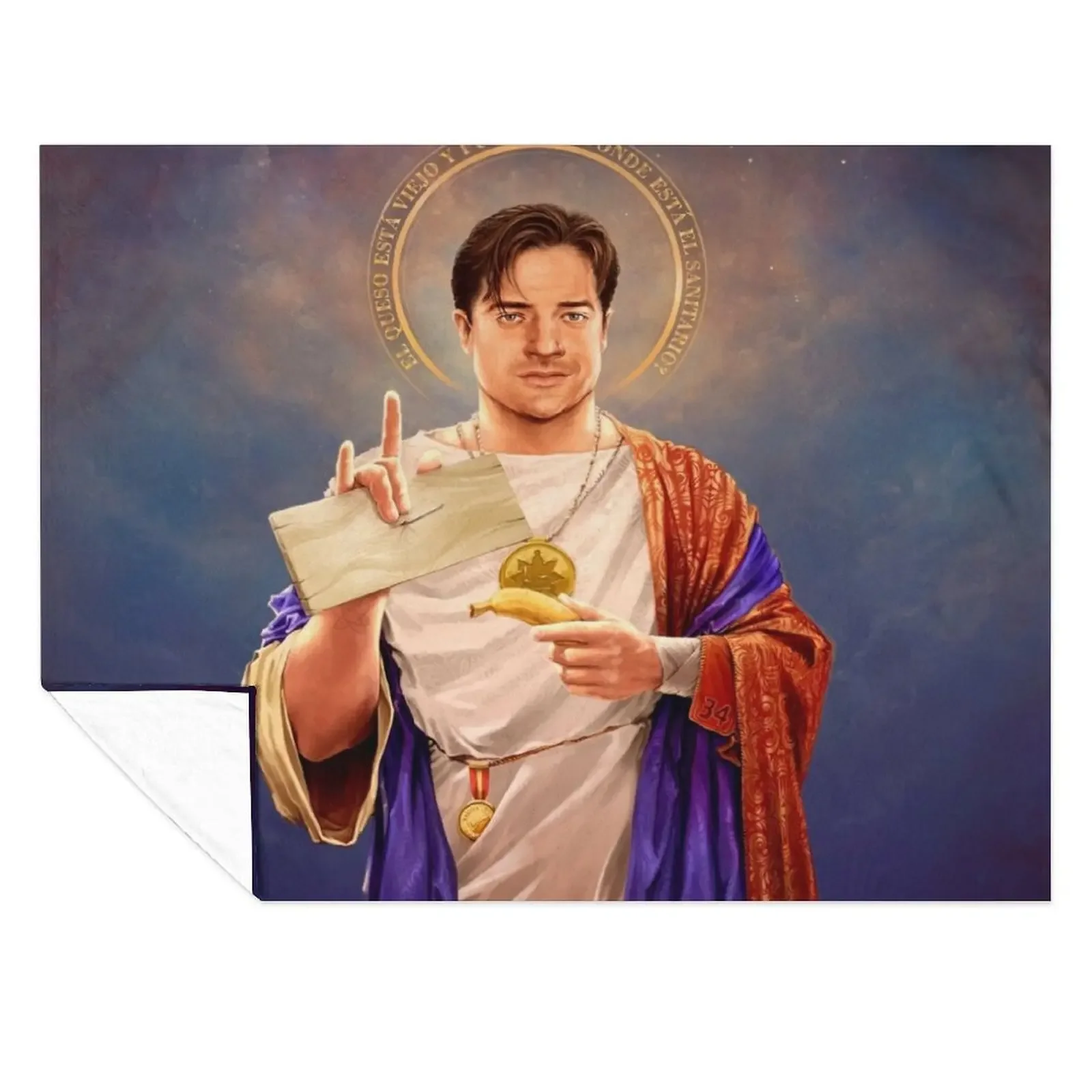 

Saint Brendan of Fraser - Brendan Fraser Original Religious Painting Throw Blanket Sofas Luxury Throw Furry Blankets