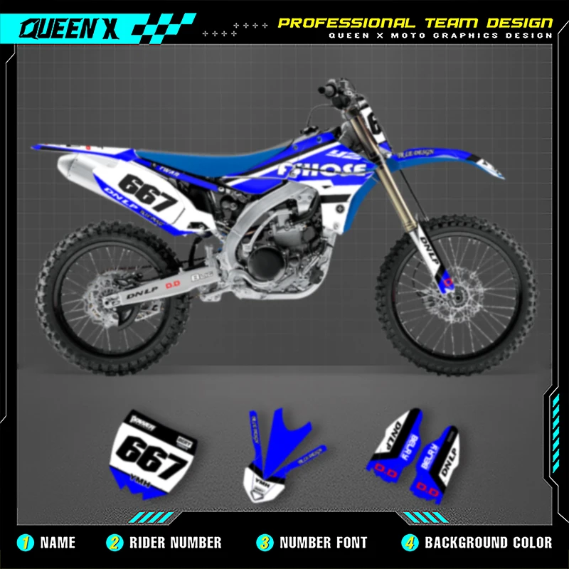 

QUEEN X MOTO Motorcycle Graphics Decals For YAMAHA 2010 2011 2012 2013 YZ450F Motorcycle Decal Stickers 002