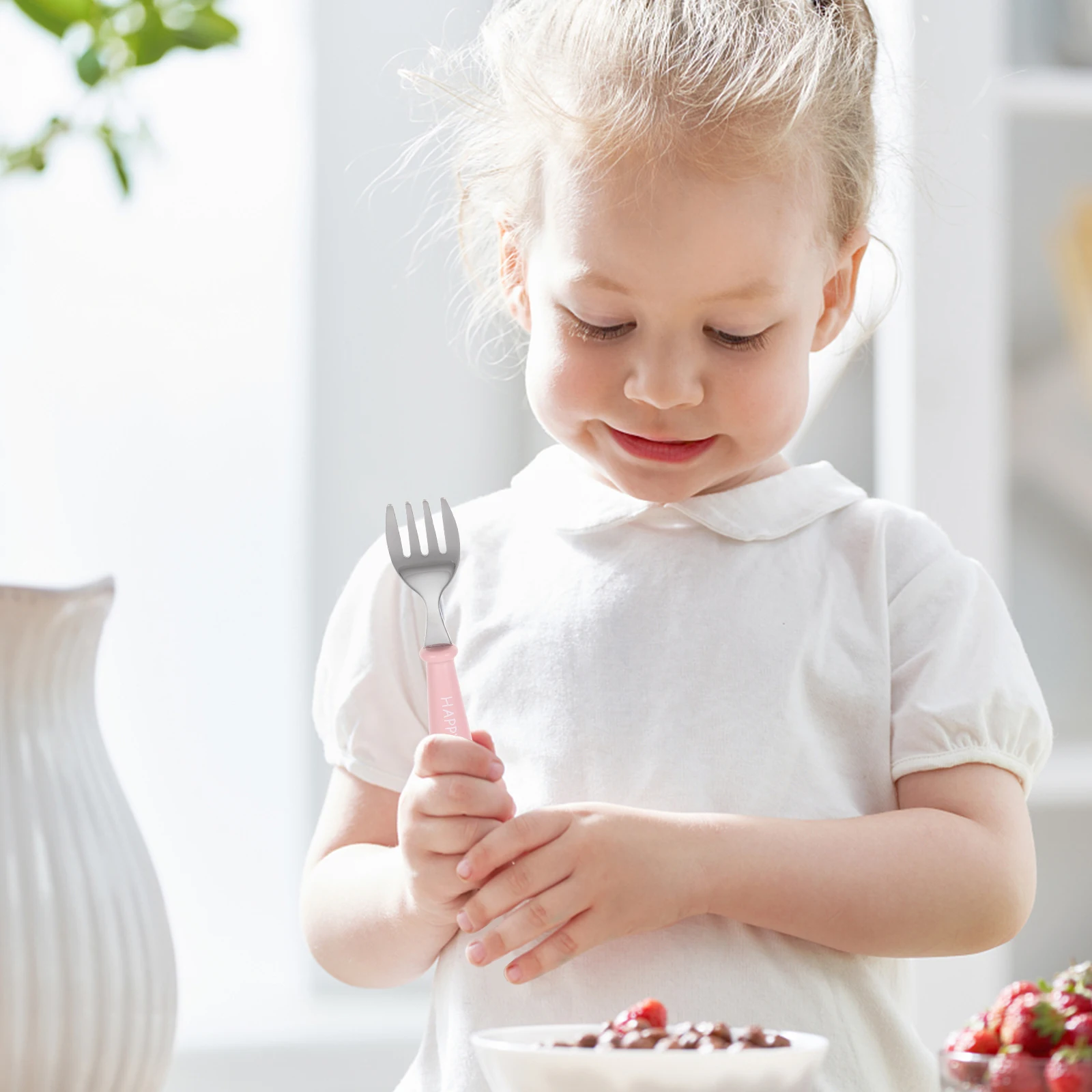 

Children Spoon Fork Set Toddler Spoons Stainless Steel Baby Learning Tableware Dust Proof Hygienic Eating Storage Box