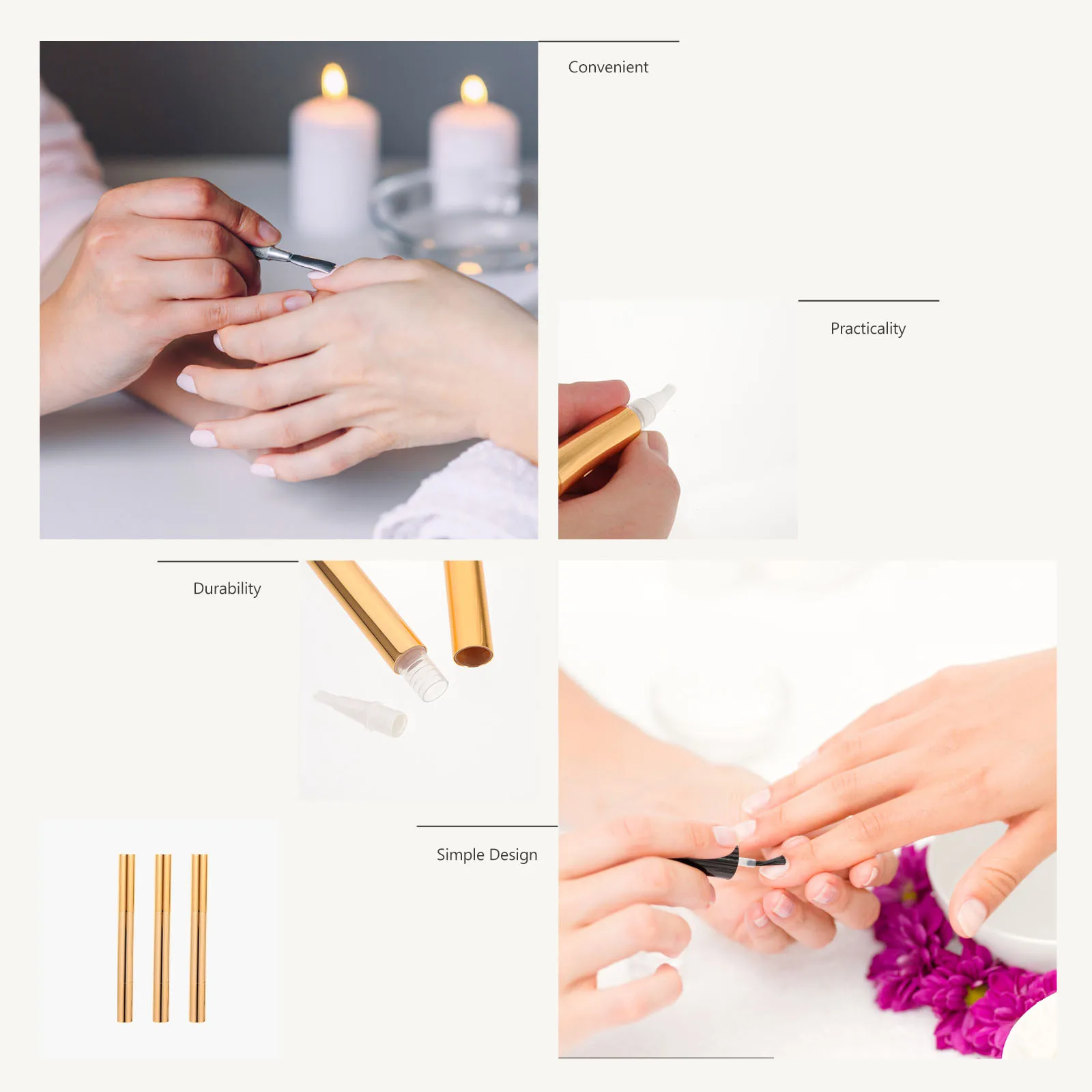 

3Pcs Empty Pen Twisting Nail Art Brush Applicator for Lip Gloss Nail Oil Manicure Tool Cosmetics Liquid Container