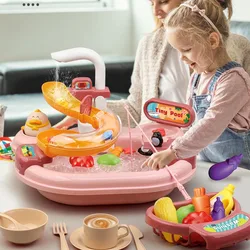 Máquina de lavar louça elétrica para crianças, lavatório infantil, conjunto de cozinha doméstica, brindes de brinquedo para meninos e meninas