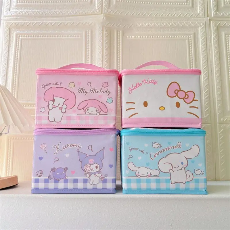 Sanrio Hello Kitty Storage Box Kawaii Kuromi My Melody Cinnamoroll Pochacco Large Capacity Foldable Desktop Portable Storage