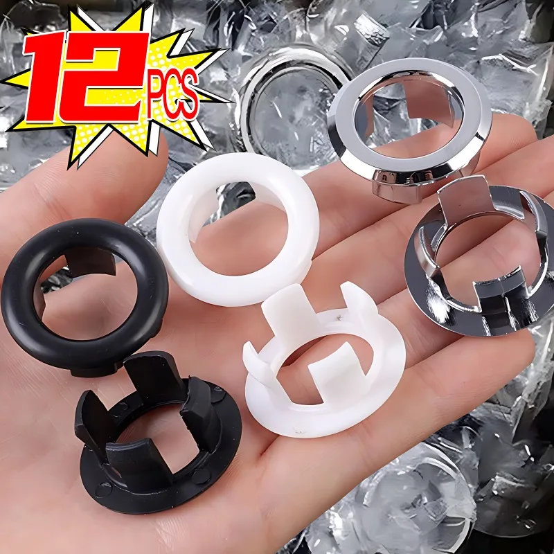 12/1Pcs Wash Basin Overflow Ring Faucet Sink Overflow Cover Home Kitchen Bathroom Basin Trim Bath Sink Round Hollow Ring Plug