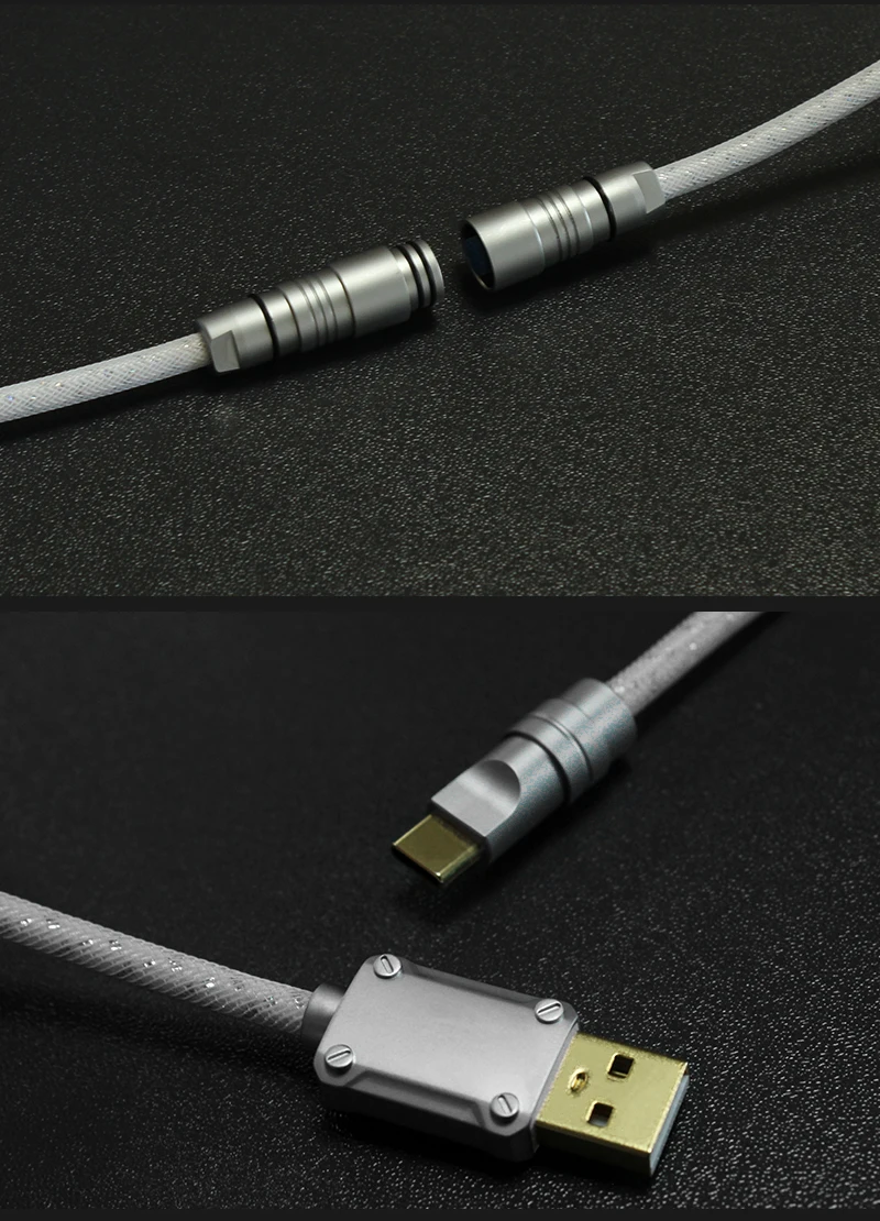 Customized mechanical keyboard air plug cable spiral type-c braided metal interface 8K magnetic axis data cable