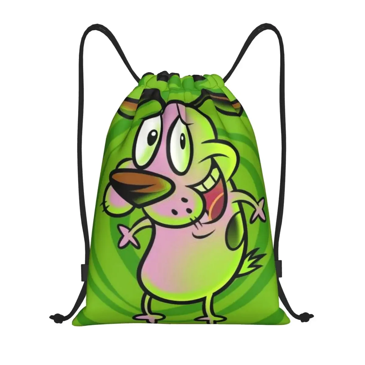 Custom Classic Animation C-Courage The Cowardly Dog Drawstring Backpack Sports Gym Bag for Women Men Training Sackpack