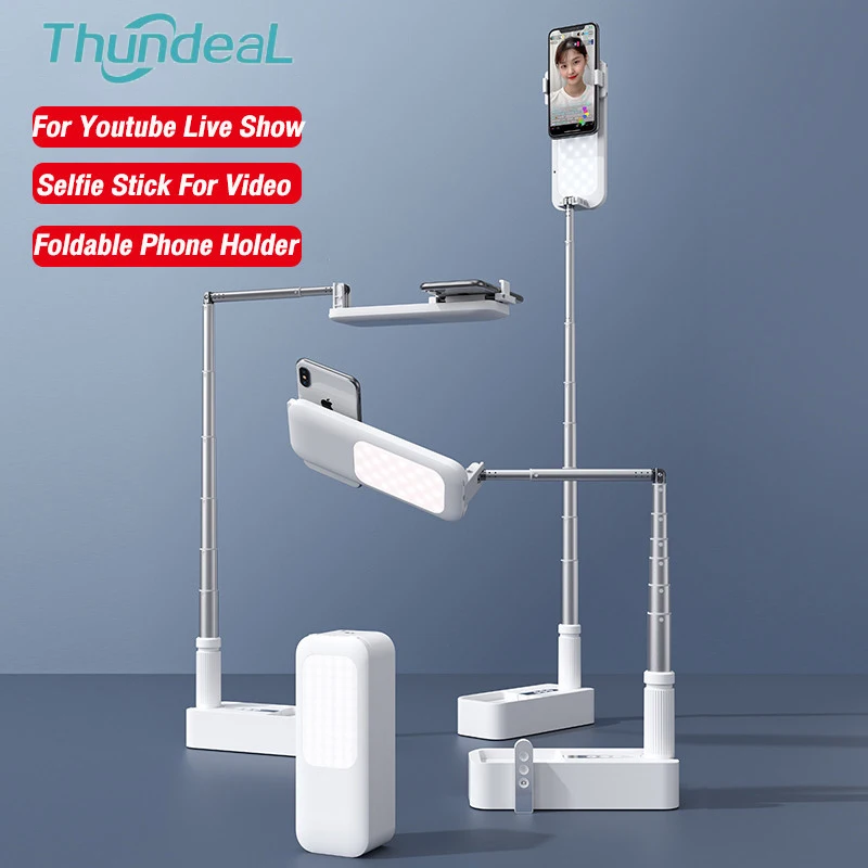 

Portable Phone Holder Retractable Wireless Bluetooth Selfie Fill Light Video Live Broadcast Stand Dimmable Folding Bracket