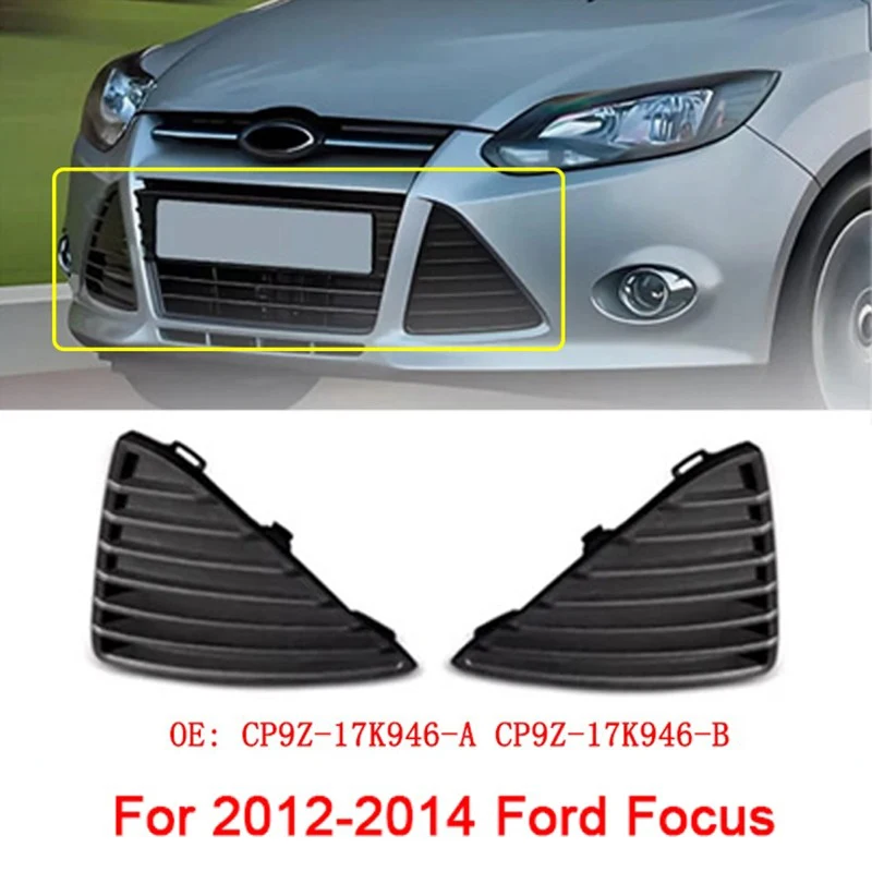 

ABS Black Car Front Bumper Fog Light Cover Lower Bezels Grill for 2012-2014 Ford Focus CP9Z-17K946-A CP9Z-17K946-B