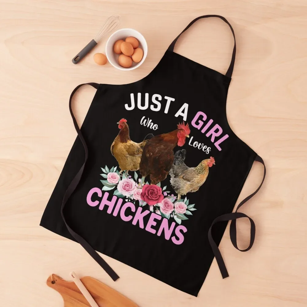 Just A Girl Who Loves Chickens, Floral Farmer Girl Gifts Apron kitchen woman professional kitchen For Girl Apron