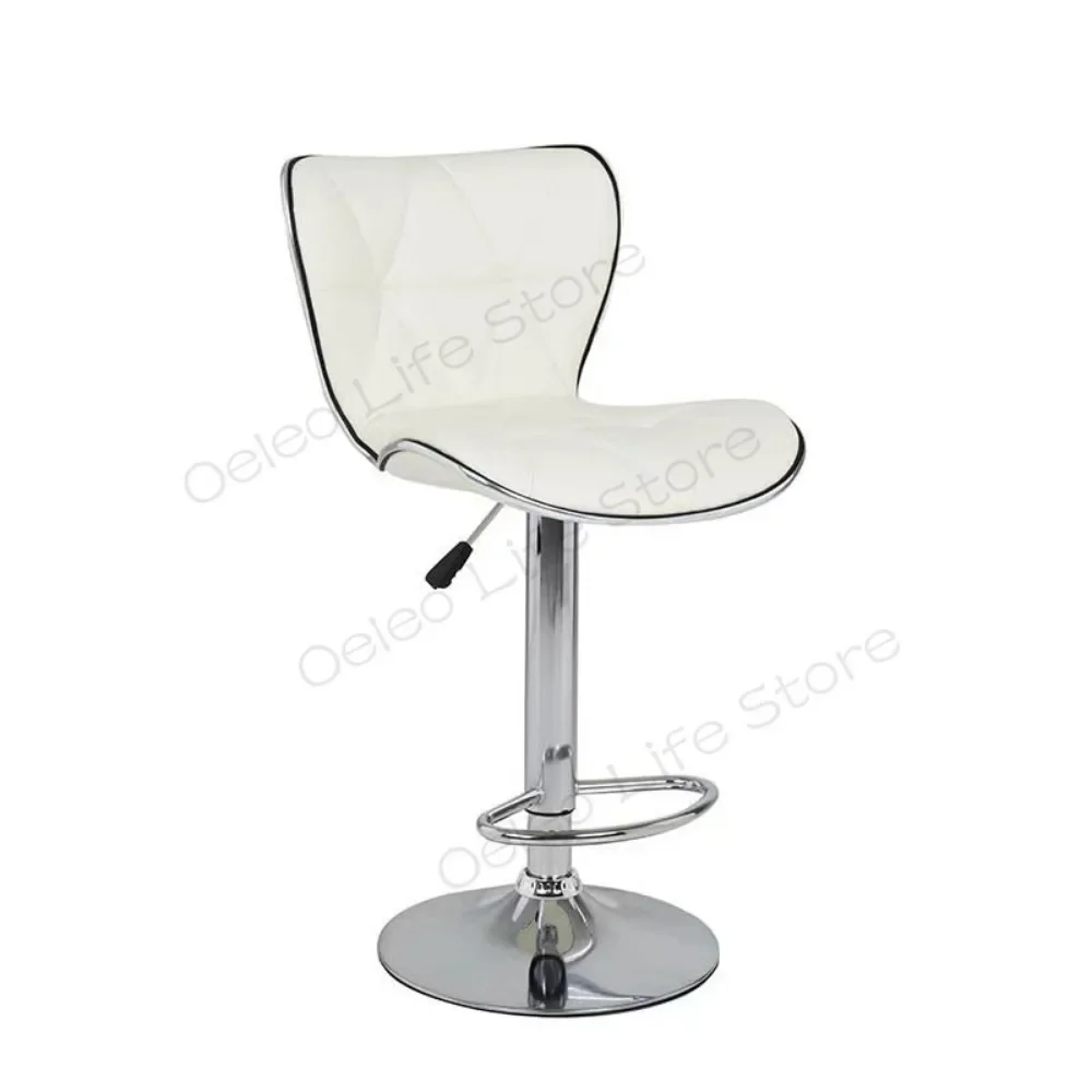 Modern Simple Ergonomic Curve Diamond Line Modeling Leather Soft Cover Seat Lift Rotating Bar Stool