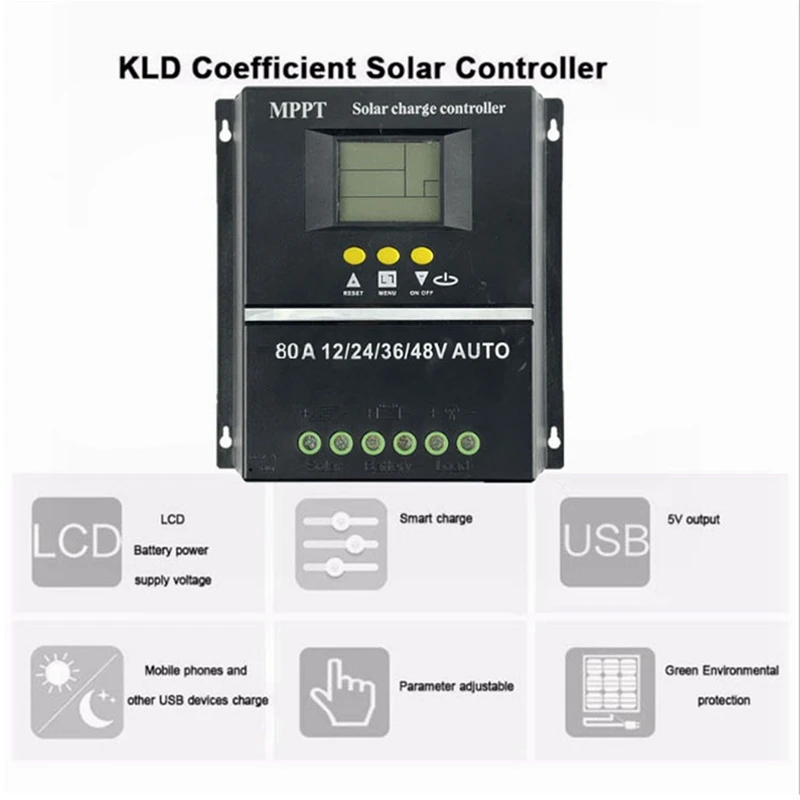 2X 80A MPPT/PWM Solar Charge Controller 12V/24V/36V/48V Auto Controller Tools Solar PV Battery Charger With LCD