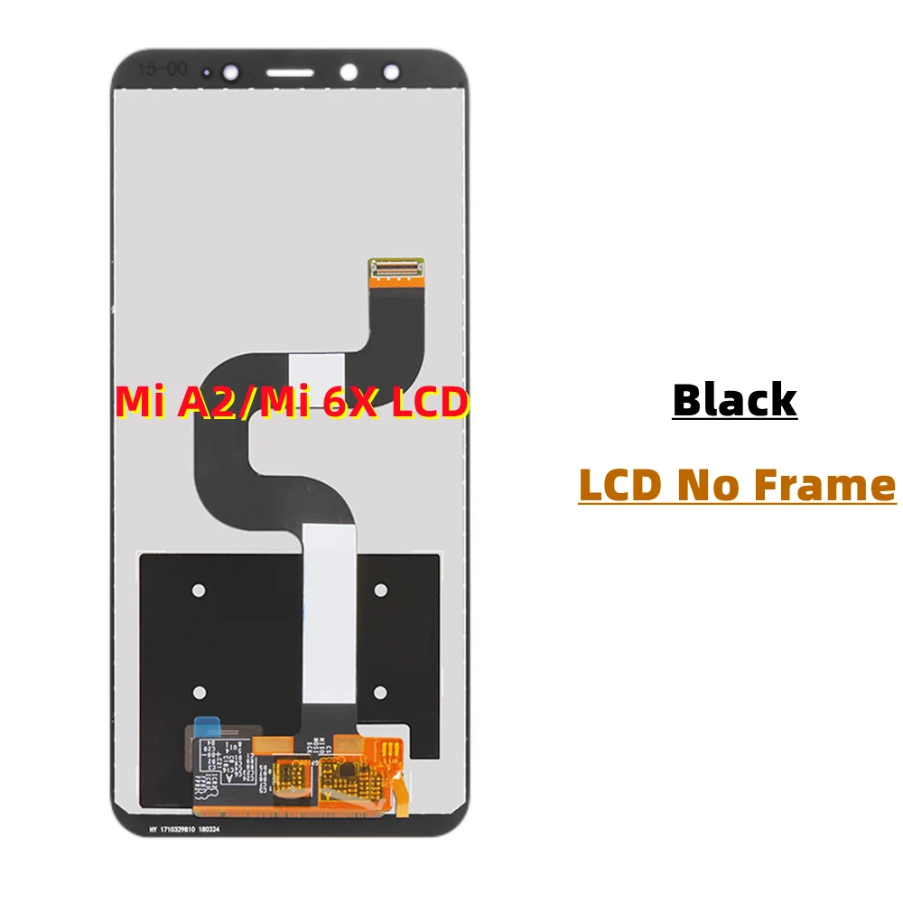 for Xiaomi Mi A2, mi 6x, m1804d2sg, m1804d2sg LCD Touch Screen Digitizer Assembly Replacement Parts with Frame, Original