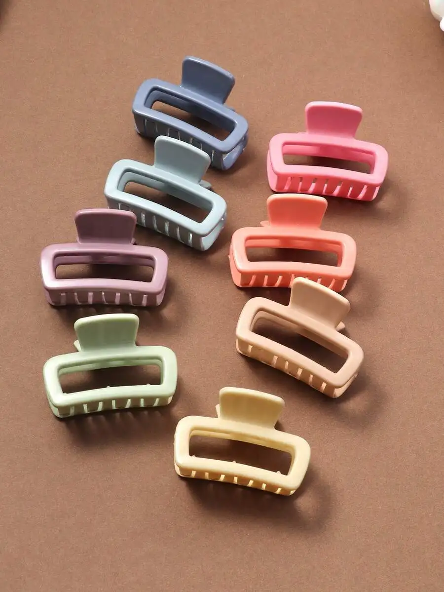 

8pcs Set Medium Large Square Claw Clips For Women Fashion Hair Accessories