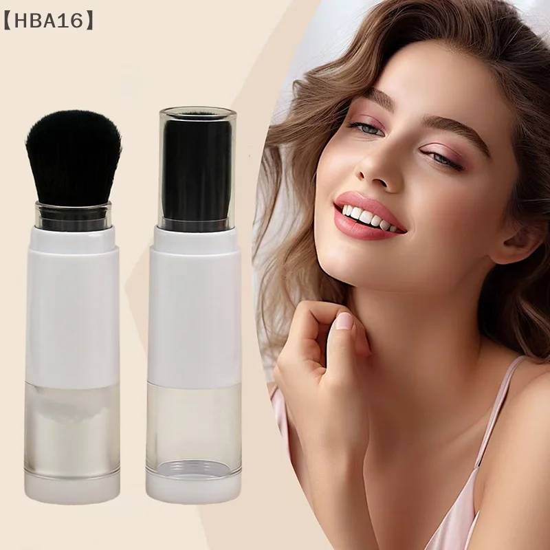 〔HBA16〕2 in 1 Foundation Brush Makeup Brush Empty Travel Blush with Refillable Loose Powder Bottle Makeup Beauty Tools