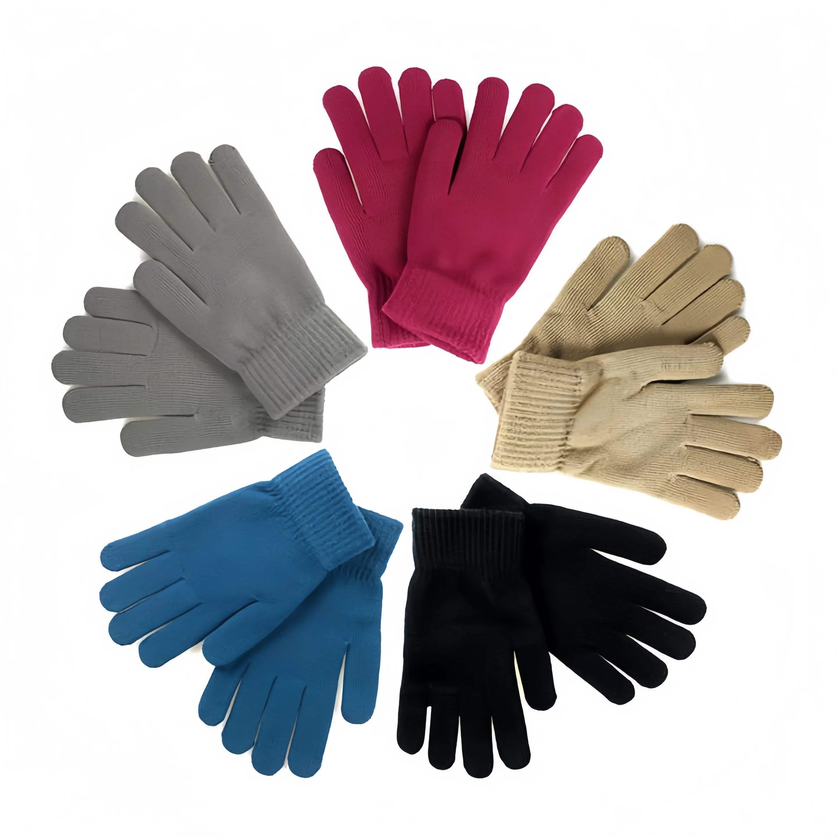Winter Stretchy Knit Warm Gloves Simple Cotton Glove Thicken Lining Full Fingered Touch Screen Gloves for Women Men Work Outdoor