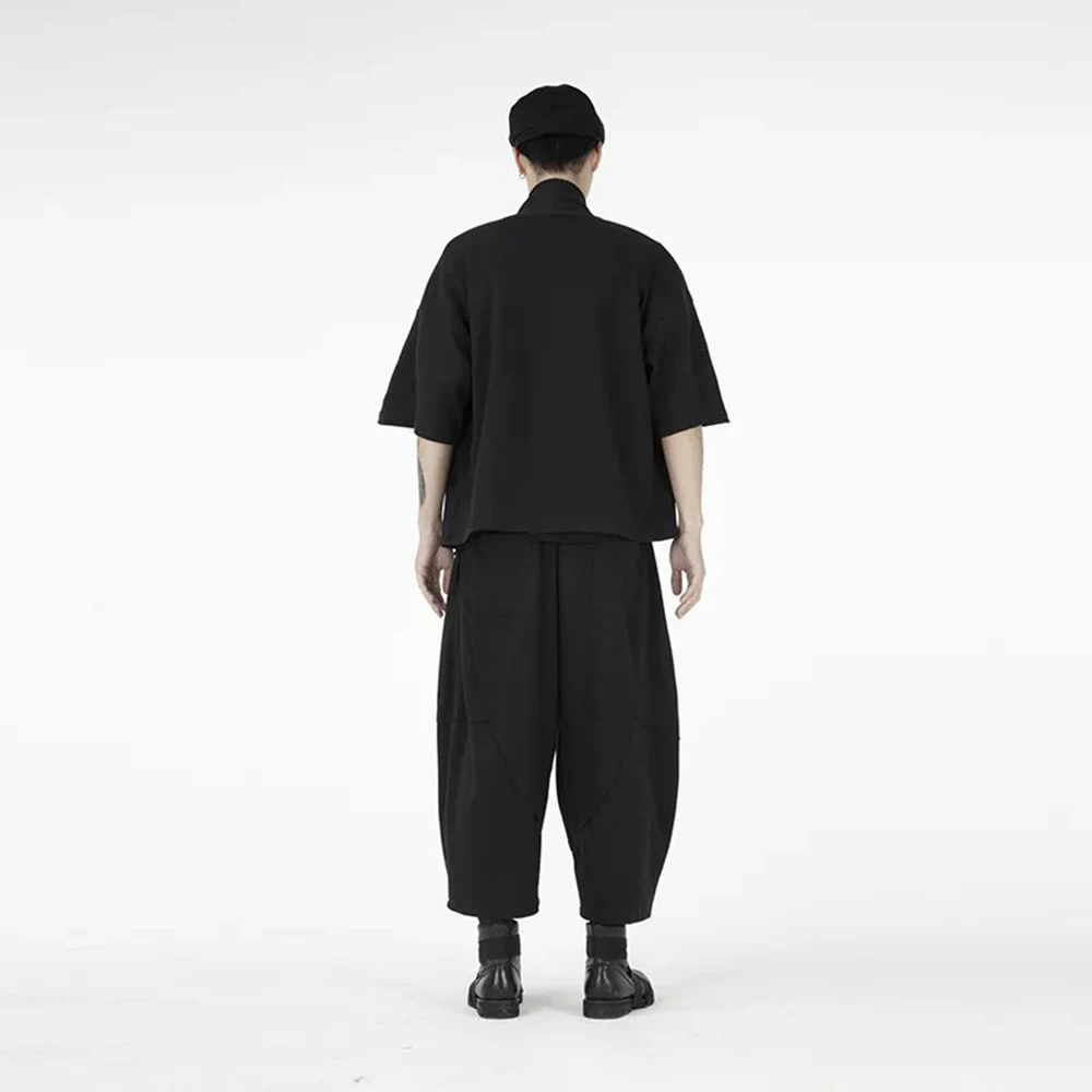 XS-5XL Men's Solid Color Wide-Leg Trousers American Retro Fashion Trend Loose Casual Breathable Niche Summer New Men's Bottoms