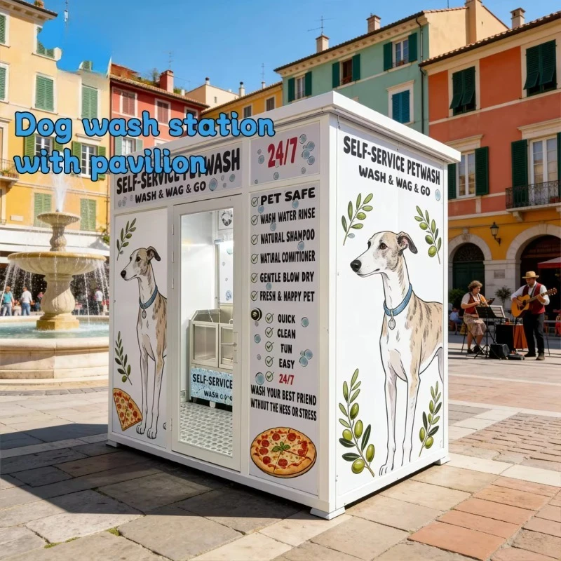 

Outdoor Customized Dog Washing Kiosk Self-serve Pet Grooming Spa Deep Cleaning Vending Machine Pavilion Community Public Area